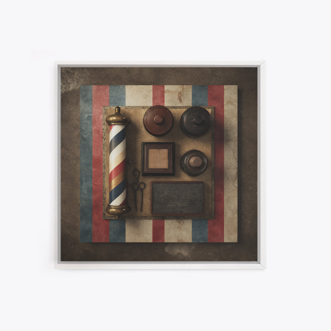 Red White and Blue Stripe Abstraction from Canvas Print, Barbershop Art, Home Decor, Barbershop Decor, Abstract Art, Grooming, BAA-1x1-89