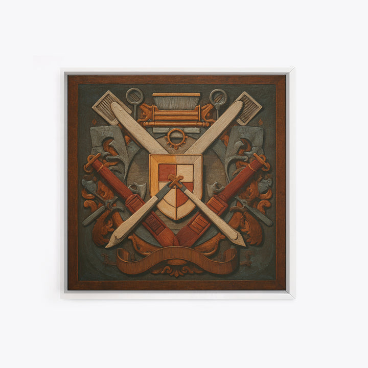 Bold Linocut Barber Emblem Framed Canvas Print, Barbershop Art, Art Print, Barbershop Decor, Grooming, African American Art, BAA-1x1-96