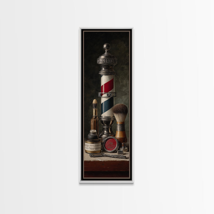 Beard Grooming Tools Drawn as Detailed Technical Canvas Print, Barbershop Art, Neutral Decor, Barbershop Decor, Oil Painting, BAA-1x3-90