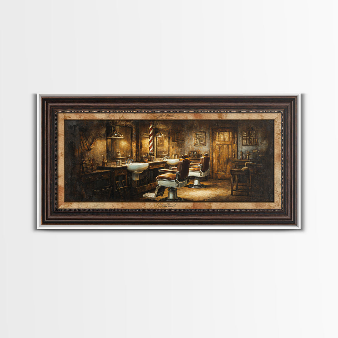 Retro Clipper Advertising Art Framed Canvas Print, Barbershop Art, Art Print, Barbershop Decor, Grooming, African American Art, BAA-2x1-43