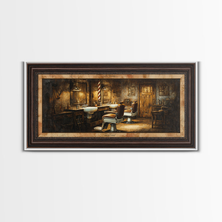 Retro Clipper Advertising Art Framed Canvas Print, Barbershop Art, Art Print, Barbershop Decor, Grooming, African American Art, BAA-2x1-43