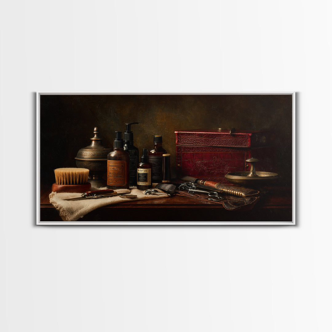 Classic Pompadour Portrait Canvas Print, Barbershop Art, Wall Art, Barbershop Decor, Fine Art, Grooming, Black Wall Art, BAA-2x1-73