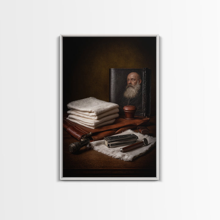 Black and White Portrait of a Sharply Framed Canvas Print, Barbershop Art, Home Decor, Barbershop Decor, Fine Art, Grooming, BAA-2x3-26