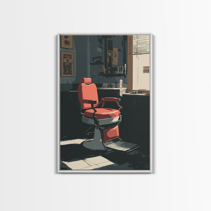 Barber Chair Silhouette Rendered as Iconic Graphic Canvas Print, Barbershop Art, Wall Decor, Barbershop Decor, Grooming, BAA-2x3-43