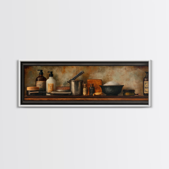 Retro Clipper Advertising Art Framed Canvas Print, Barbershop Art, Minimalist Art, Barbershop Decor, Fine Art, Grooming, BAA-3x1-15