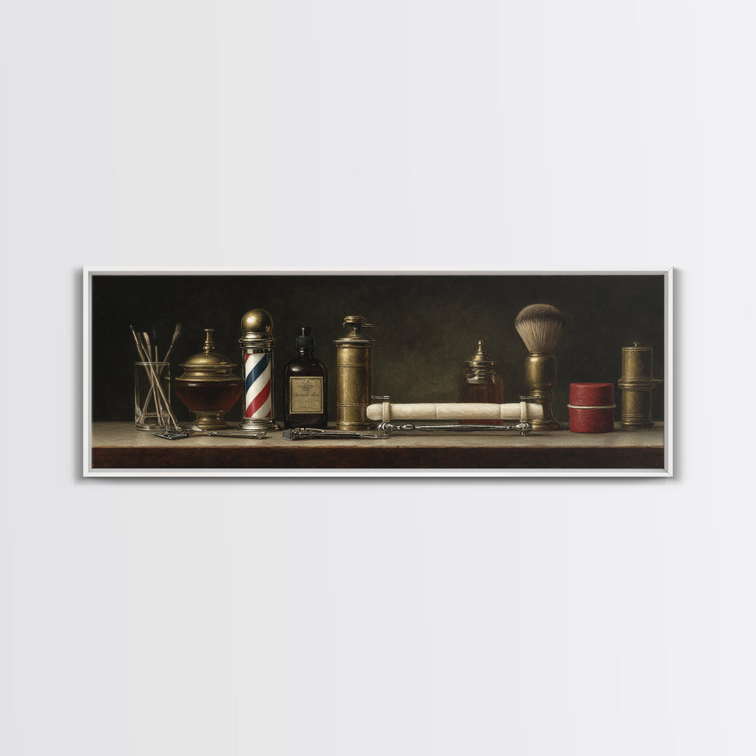 Classic Mustache Chart Illustrated Canvas Print, Barbershop Art, Wall Art, Barbershop Decor, Fine Art, Grooming, Black Wall Art, BAA-3x1-80