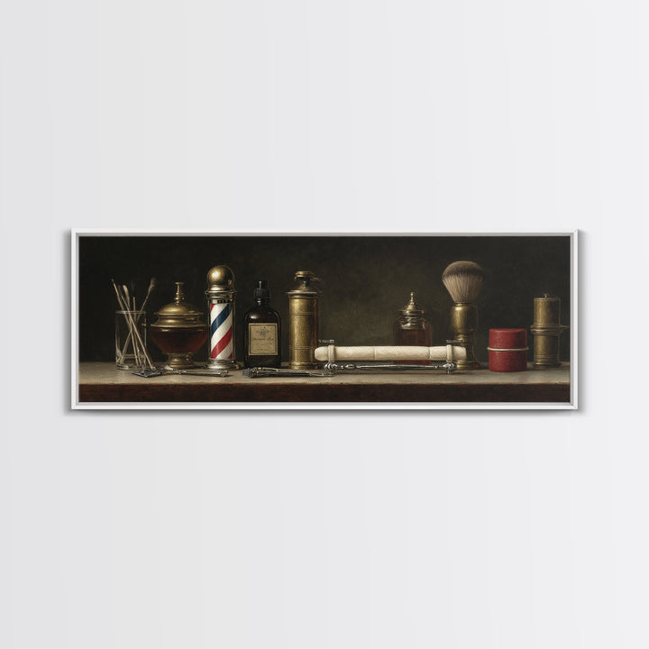 Classic Mustache Chart Illustrated Canvas Print, Barbershop Art, Wall Art, Barbershop Decor, Fine Art, Grooming, Black Wall Art, BAA-3x1-80