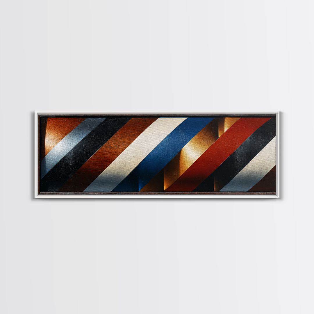 Red White and Blue Stripe Abstraction from Canvas Print, Barbershop Art, African American Art, Barbershop Decor, Grooming, BAA-3x1-81