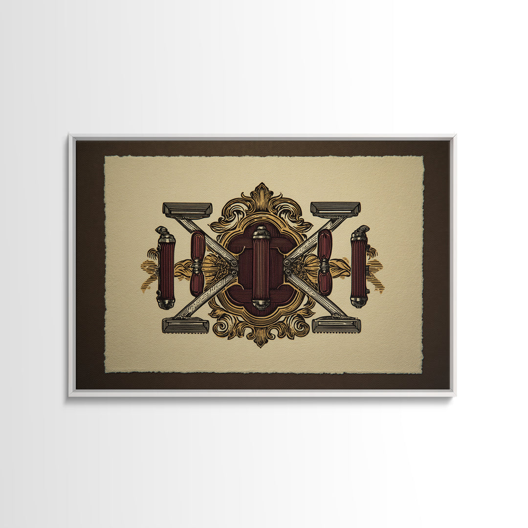 Bold Linocut Barber Emblem Canvas Print, Barbershop Art, Downloadable Art, Barbershop Decor, Fine Art, Grooming, Home Decor, BAA-3x2-76