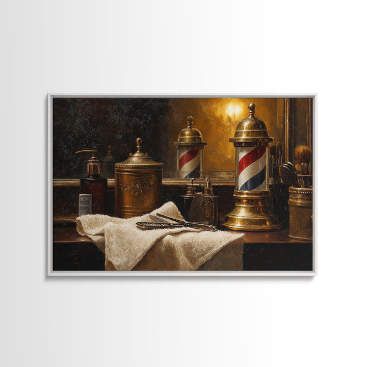 Hot Towel Shave Scene Cropped Close to Canvas Print, Barbershop Art, Afrocentric Wall Art, Barbershop Decor, Oil Painting, BAA-3x2-89