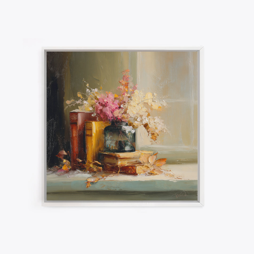 Warm Fireplace Still Life Canvas Print, Bed and Breakfast Art, Bedroom Wall Decor, Living Room Decor, Fine Art, BAB-1x1-18