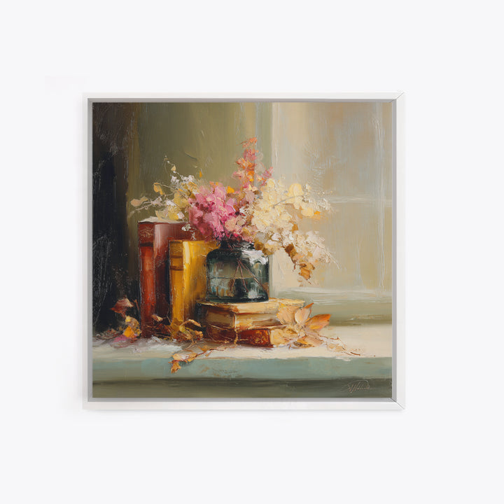 Warm Fireplace Still Life Canvas Print, Bed and Breakfast Art, Bedroom Wall Decor, Living Room Decor, Fine Art, BAB-1x1-18