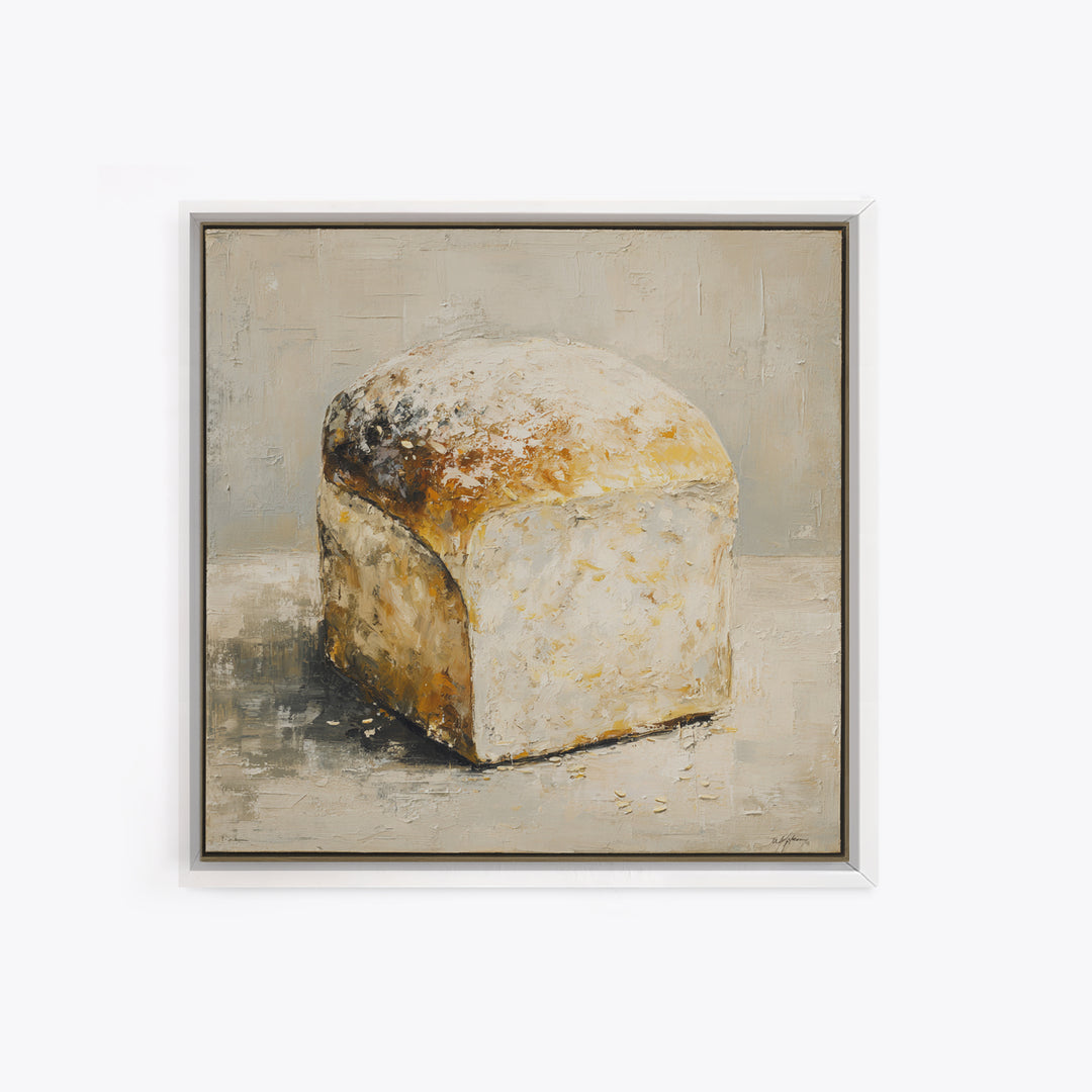 Freshly Baked Bread Framed Canvas Print, Bed and Breakfast Art, Abstract Art, Living Room Decor, Fine Art, Coffee Art, BAB-1x1-44