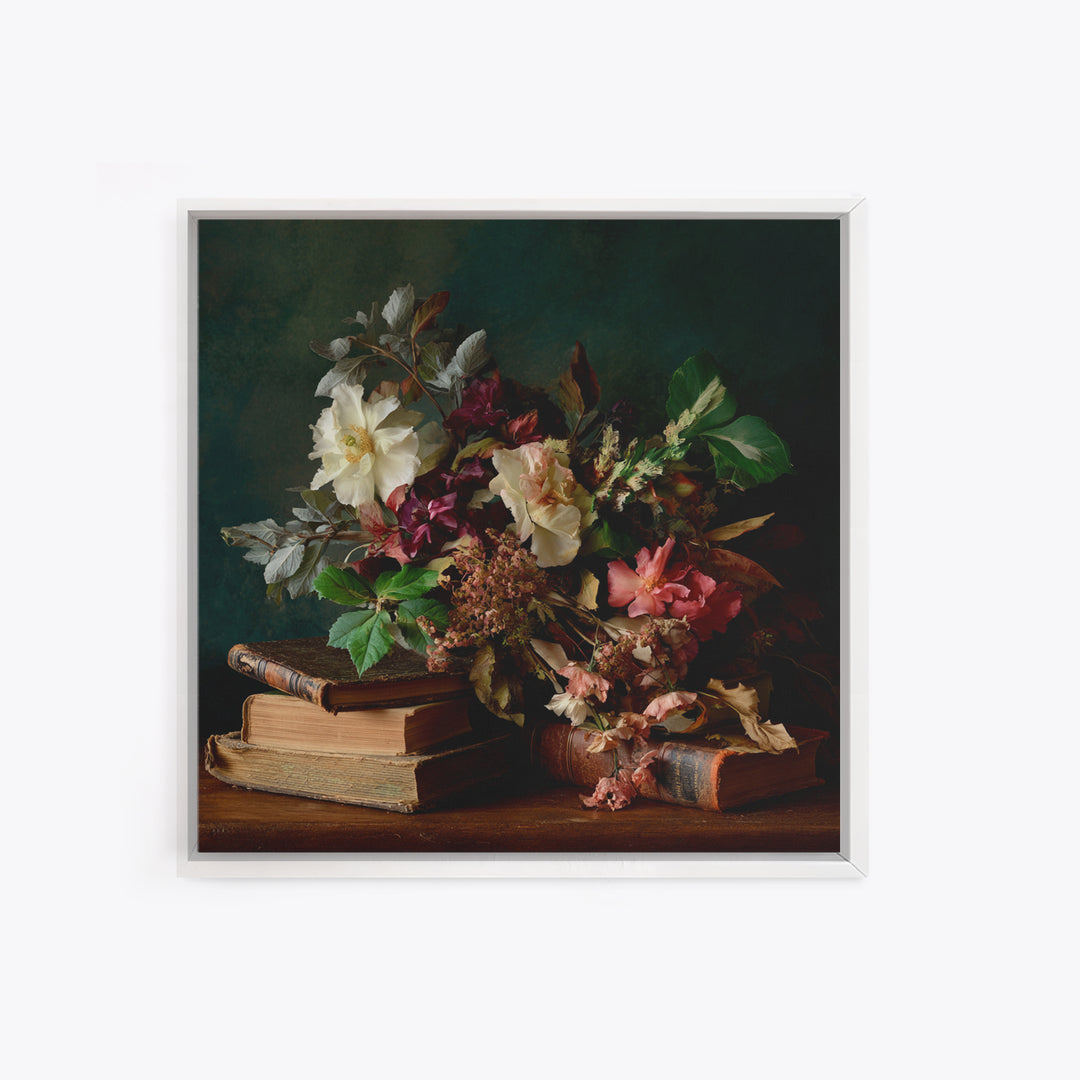 Warm Fireplace Still Life Framed Canvas Print, Bed and Breakfast Art, Bedroom Prints, Living Room Decor, Fine Art, BAB-1x1-66