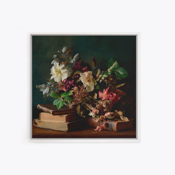 Warm Fireplace Still Life Framed Canvas Print, Bed and Breakfast Art, Bedroom Prints, Living Room Decor, Fine Art, BAB-1x1-66