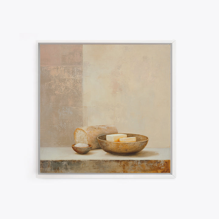 Freshly Baked Bread Framed Canvas Print, Bed and Breakfast Art, Above Bed Decor, Living Room Decor, Fine Art, BAB-1x1-68