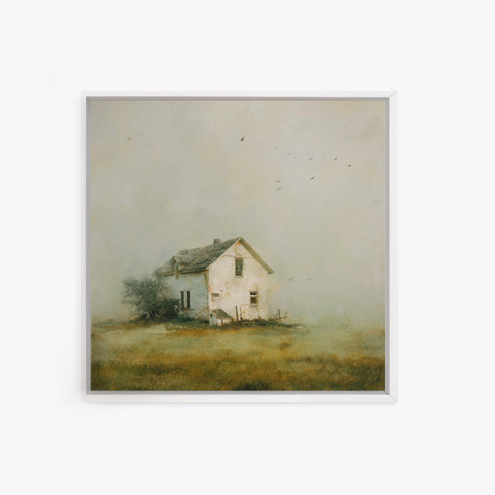 Old Farmhouse Landscape Framed Canvas Print, Bed and Breakfast Art, Boho Decor, Living Room Decor, Fine Art, BAB-1x1-79