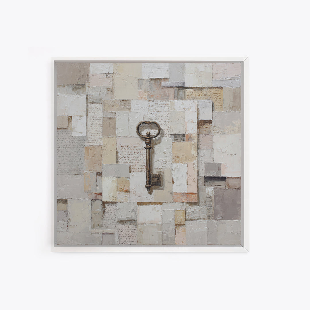 Antique Key and Handwritten Letter Arrangement Without Canvas Print, Bed and Breakfast Art, Wall Decor, Living Room Decor, BAB-1x1-81