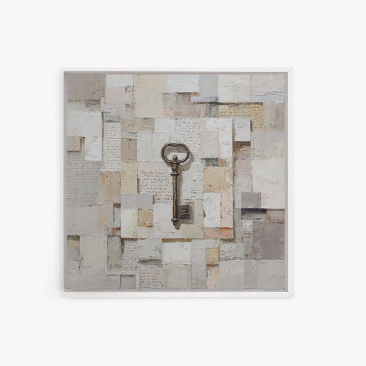 Antique Key and Handwritten Letter Arrangement Without Canvas Print, Bed and Breakfast Art, Wall Decor, Living Room Decor, BAB-1x1-81