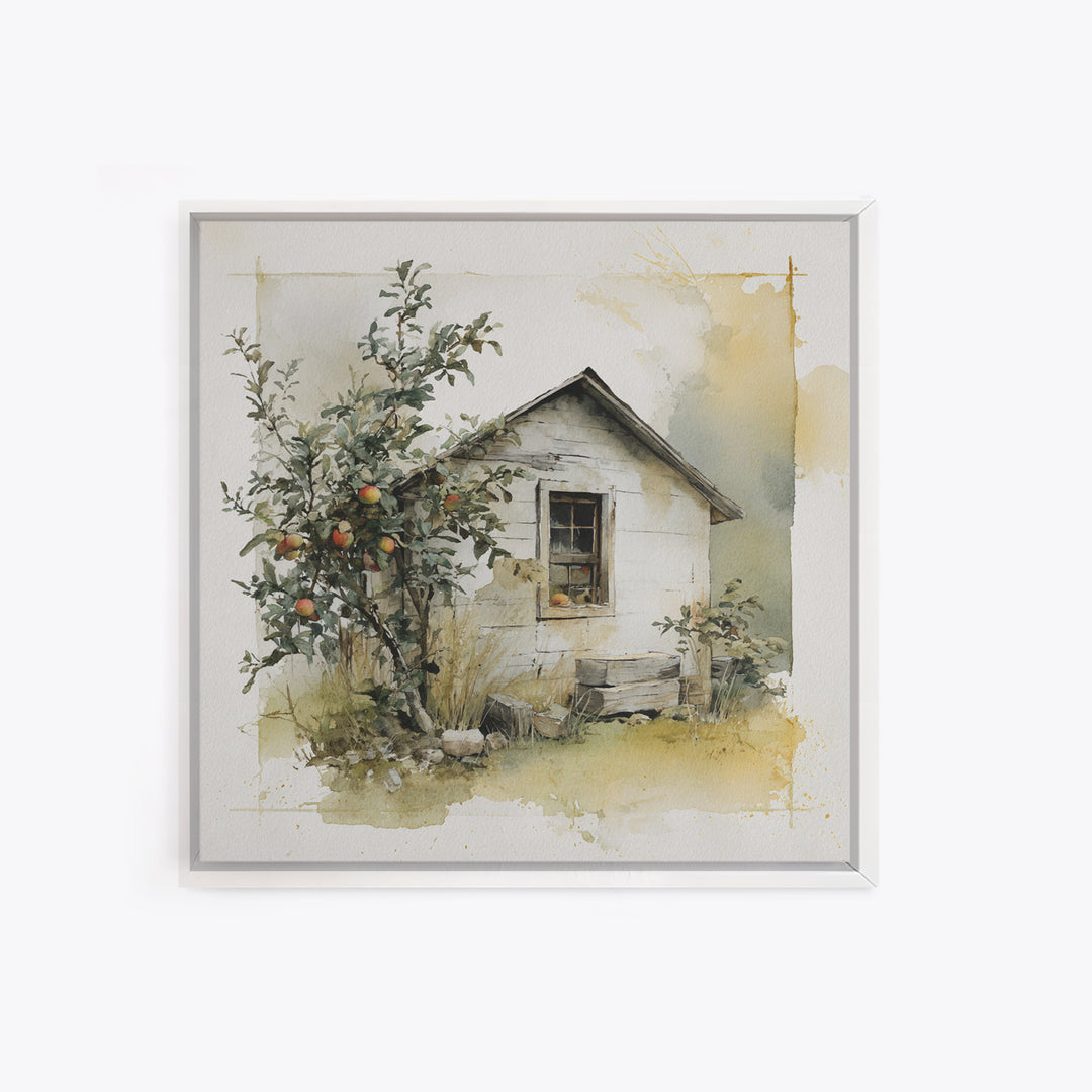 Apple Orchard Scene Canvas Print, Bed and Breakfast Art, Minimalist Decor, Living Room Decor, Fine Art, Abstract Art, BAB-1x1-85