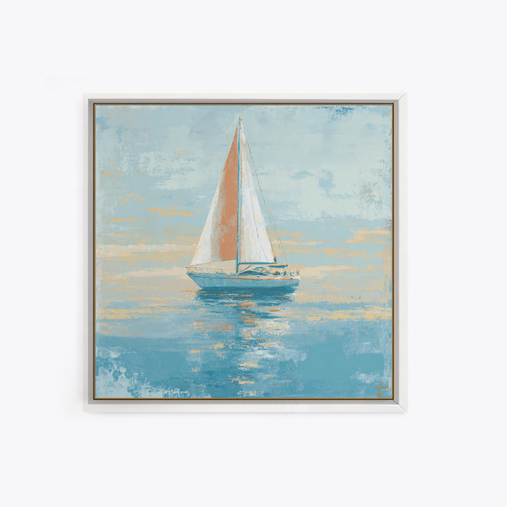Coastal Inn Sailboat at Sunrise Canvas Print, Bed and Breakfast Art, Contemporary Art, Living Room Decor, Fine Art, BAB-1x1-89