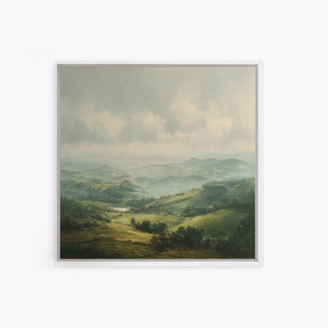 Classic Landscape with Rolling Green Hills Canvas Print, Bed and Breakfast Art, Art Print, Living Room Decor, BAB-1x1-96