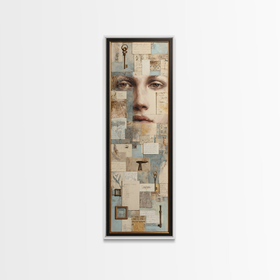 Antique Key and Handwritten Letter Arrangement Without Canvas Print, Bed and Breakfast Art, Luxury Decor, Living Room Decor, BAB-1x3-21