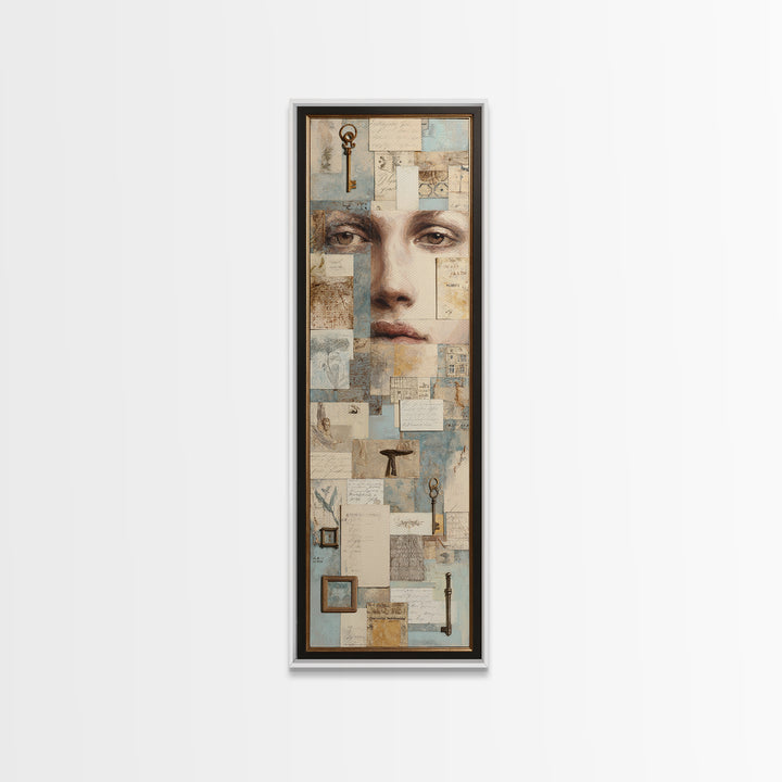 Antique Key and Handwritten Letter Arrangement Without Canvas Print, Bed and Breakfast Art, Luxury Decor, Living Room Decor, BAB-1x3-21
