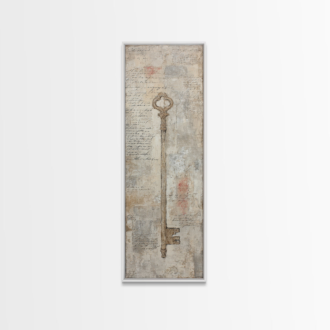 Antique Key and Handwritten Letter Arrangement Without Canvas Print, Bed and Breakfast Art, Wall Art, Living Room Decor, BAB-1x3-69