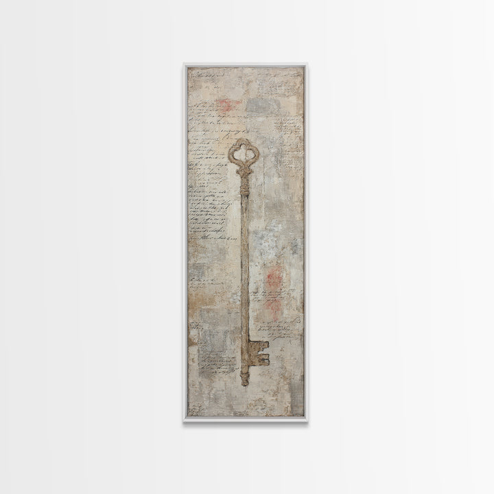 Antique Key and Handwritten Letter Arrangement Without Canvas Print, Bed and Breakfast Art, Wall Art, Living Room Decor, BAB-1x3-69