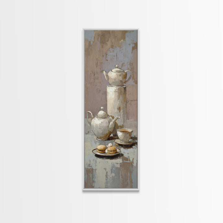 Porcelain Teapot and Scones Canvas Print, Bed and Breakfast Art, Bedroom Wall Decor, Living Room Decor, Fine Art, BAB-1x3-72