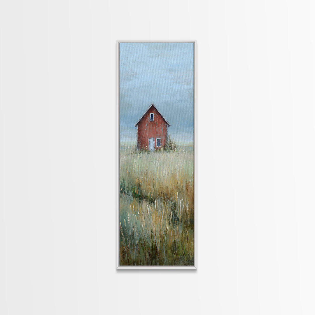 Old Farmhouse Landscape Framed Canvas Print, Bed and Breakfast Art, Boho Decor, Living Room Decor, Fine Art, BAB-1x3-91