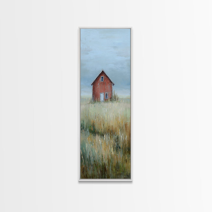 Old Farmhouse Landscape Framed Canvas Print, Bed and Breakfast Art, Boho Decor, Living Room Decor, Fine Art, BAB-1x3-91