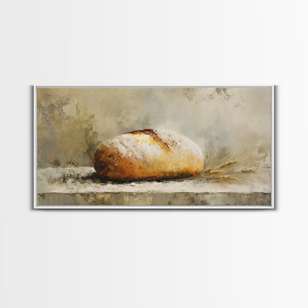 Freshly Baked Bread Framed Canvas Print, Bed and Breakfast Art, Fine Art Print, Living Room Decor, Fine Art, BAB-2x1-16
