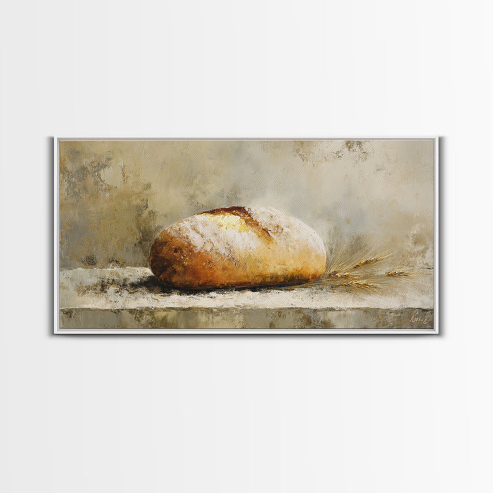 Freshly Baked Bread Framed Canvas Print, Bed and Breakfast Art, Fine Art Print, Living Room Decor, Fine Art, BAB-2x1-16