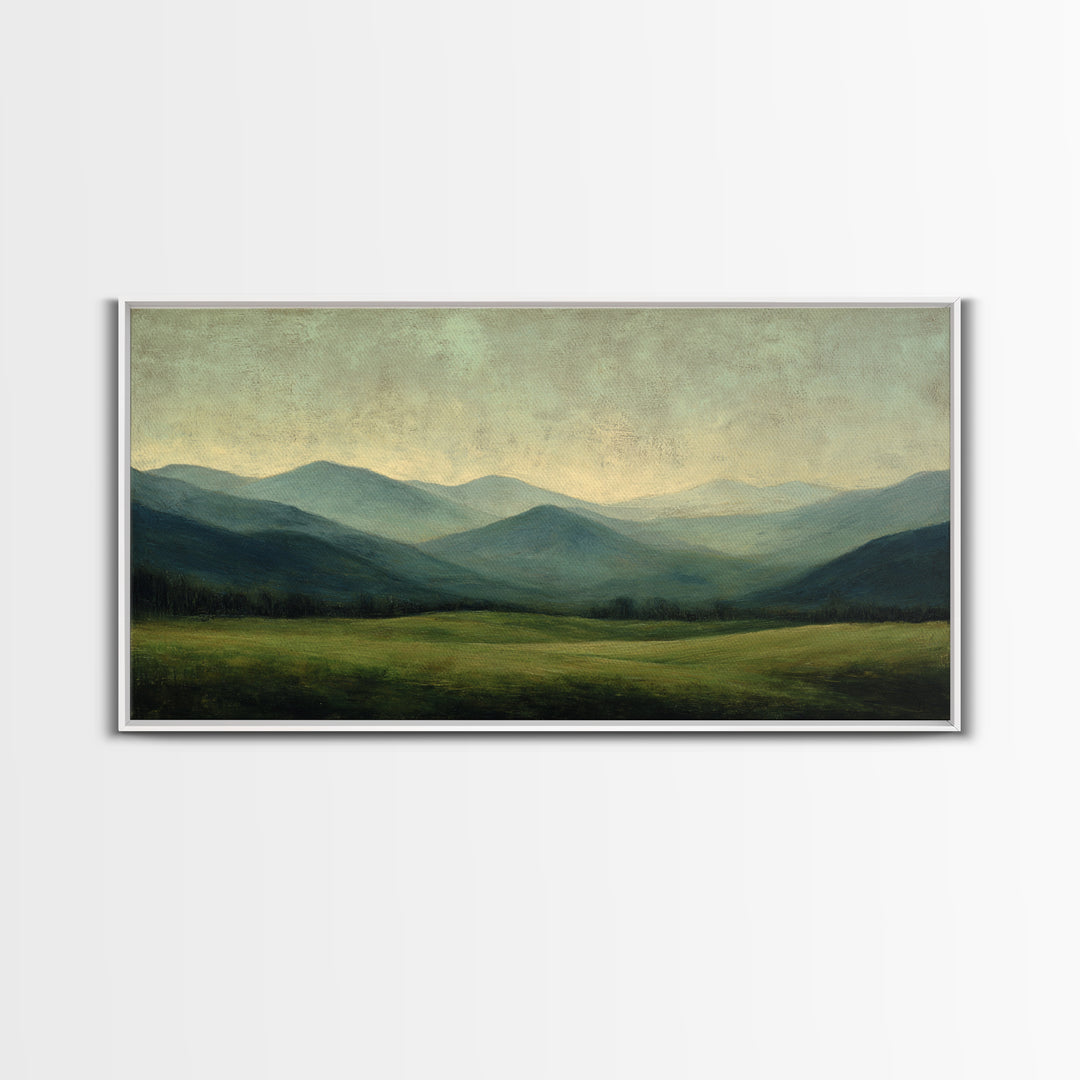 Classic Landscape with Rolling Green Hills Canvas Print, Bed and Breakfast Art, Statement Artwork, Living Room Decor, BAB-2x1-20