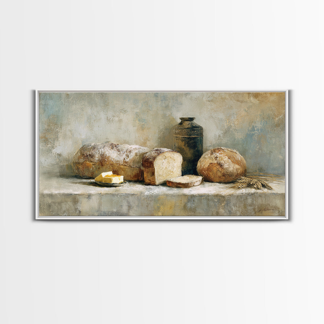 Freshly Baked Bread Canvas Print, Bed and Breakfast Art, Printable, Living Room Decor, Fine Art, Bedroom Wall Decor, BAB-2x1-64