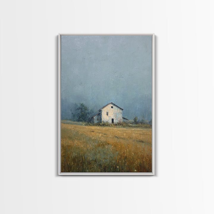 Old Farmhouse Landscape Canvas Print, Bed and Breakfast Art, Minimalist Decor, Living Room Decor, Oil Painting, BAB-2x3-15