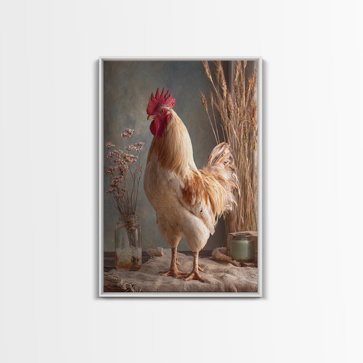 Rooster and Wildflower Country Portrait Canvas Print, Bed and Breakfast Art, Home Decor, Living Room Decor, Fine Art, BAB-2x3-27