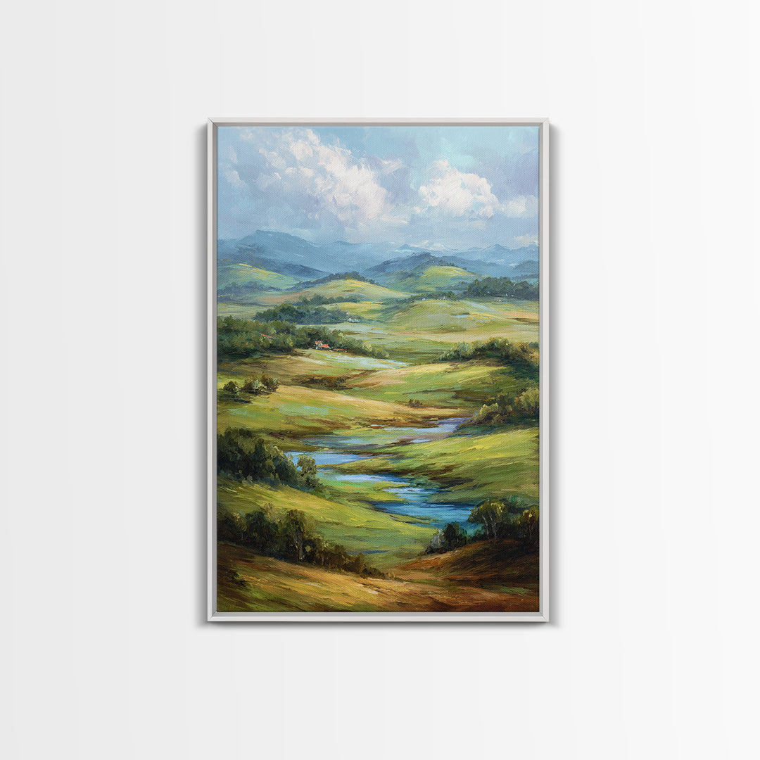 Classic Landscape with Rolling Green Hills Canvas Print, Bed and Breakfast Art, Statement Artwork, Living Room Decor, BAB-2x3-32