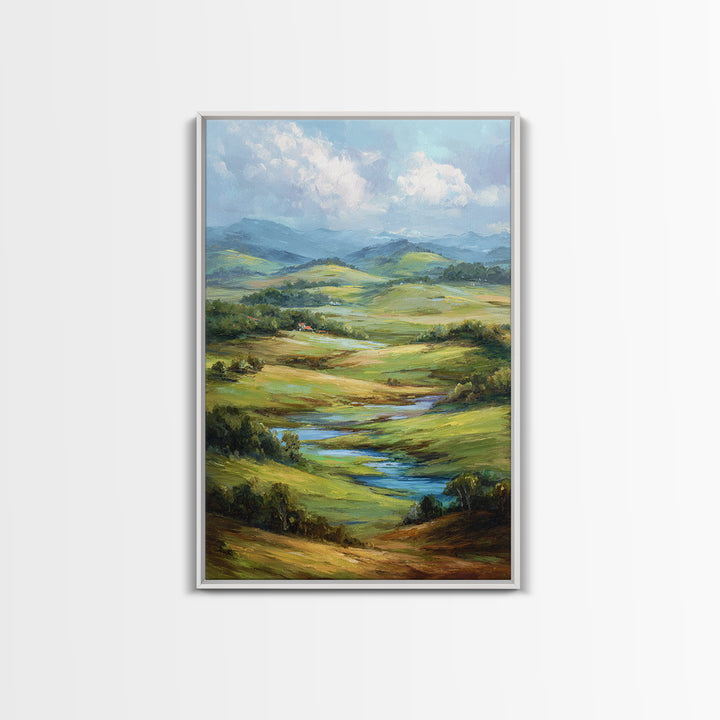 Classic Landscape with Rolling Green Hills Canvas Print, Bed and Breakfast Art, Statement Artwork, Living Room Decor, BAB-2x3-32