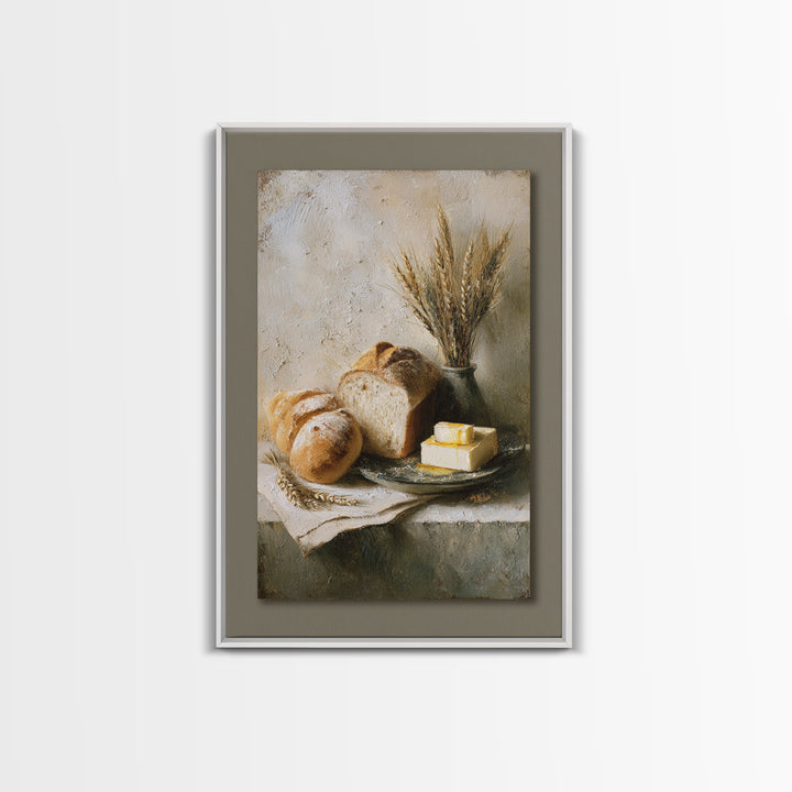Freshly Baked Bread Framed Canvas Print, Bed and Breakfast Art, Contemporary Art, Living Room Decor, Fine Art, BAB-2x3-4