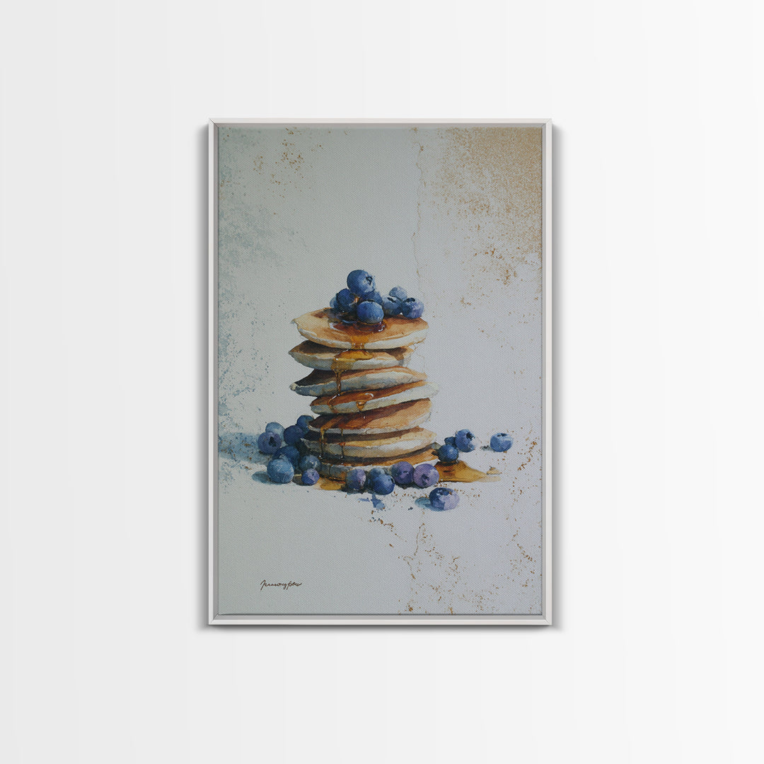 Blueberry Pancakes Still Life Canvas Print, Bed and Breakfast Art, Contemporary Art, Living Room Decor, Fine Art, BAB-2x3-40