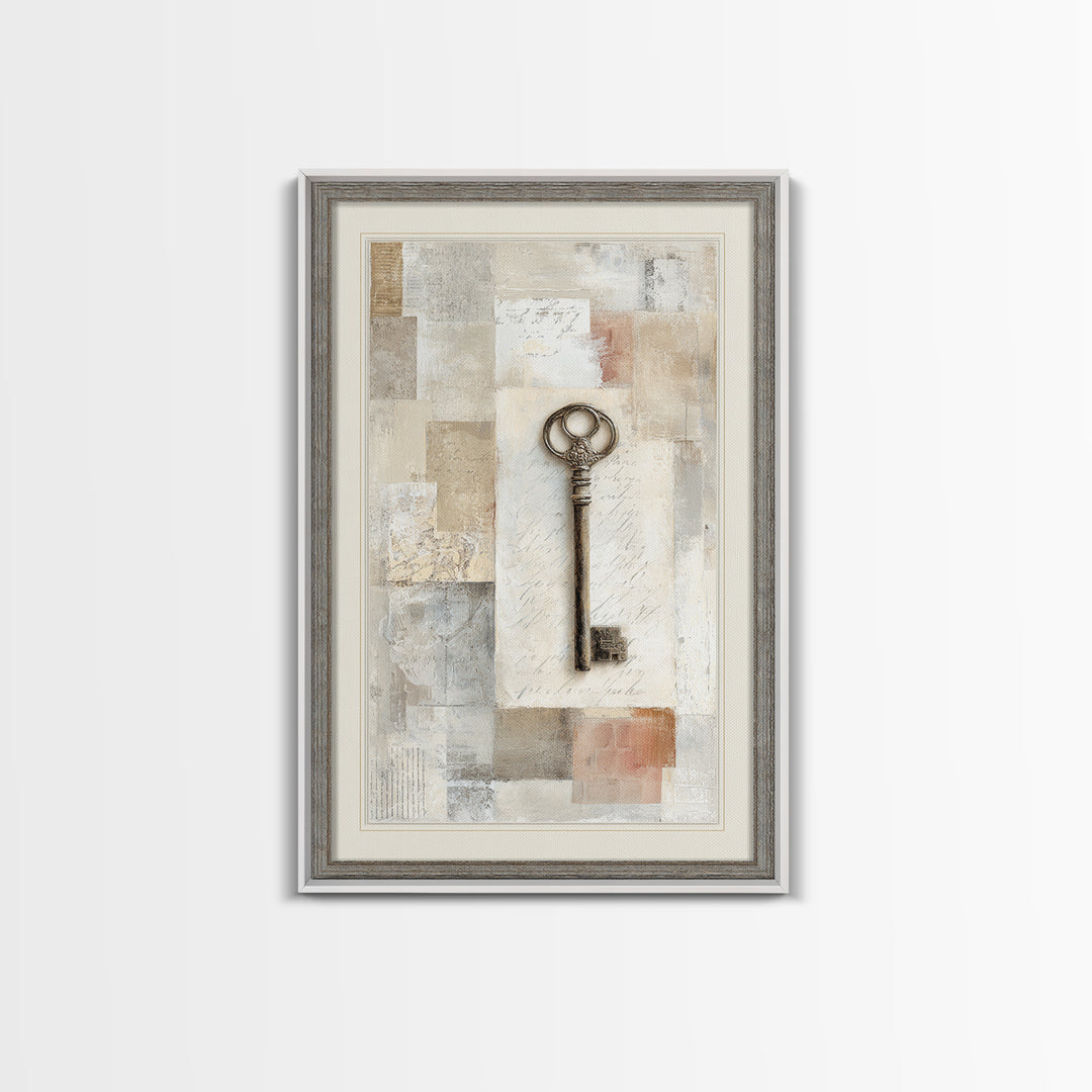 Antique Key and Handwritten Letter Arrangement Without Canvas Print, Bed and Breakfast Art, Bedroom Decor, Living Room Decor, BAB-2x3-41