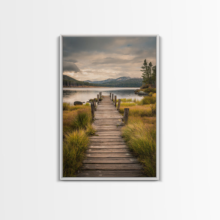 Quiet Lake Dock at Early Morning Canvas Print, Bed and Breakfast Art, Decor, Living Room Decor, Fine Art, Dopamine Decor, BAB-2x3-54
