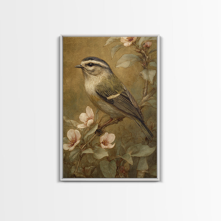 Small Bird on a Flowering Branch Canvas Print, Bed and Breakfast Art, Printable, Living Room Decor, Oil Painting, BAB-2x3-70