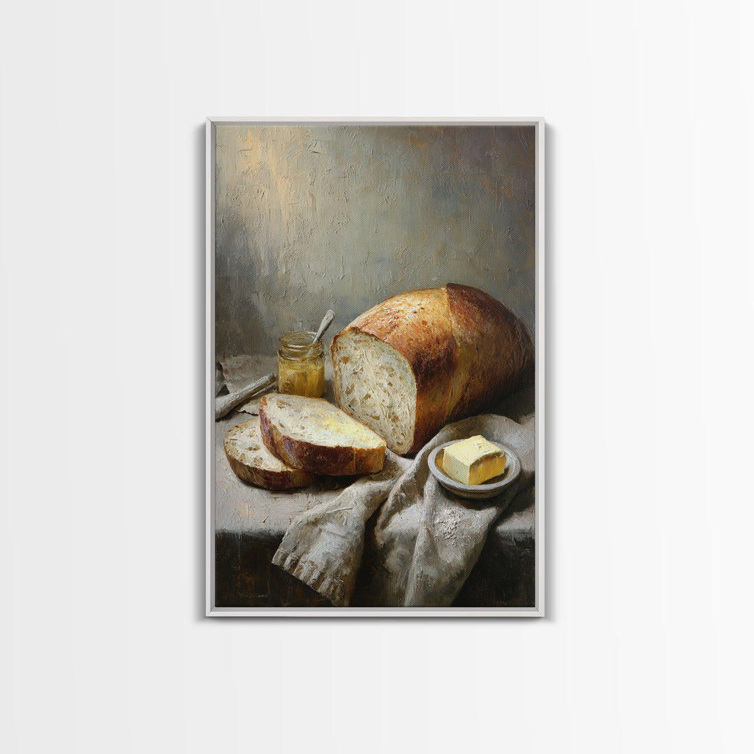 Freshly Baked Bread Framed Canvas Print, Bed and Breakfast Art, Farmhouse Wall Art, Living Room Decor, Fine Art, BAB-2x3-76