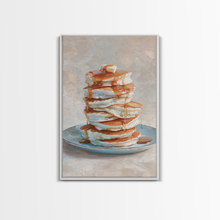 Blueberry Pancakes Still Life Framed Canvas Print, Bed and Breakfast Art, Dopamine Decor, Living Room Decor, Fine Art, BAB-2x3-88