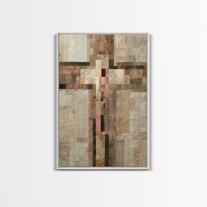 Quilt Pattern Folk Art Composition Canvas Print, Bed and Breakfast Art, Folk Art, Living Room Decor, Fine Art, BAB-2x3-91
