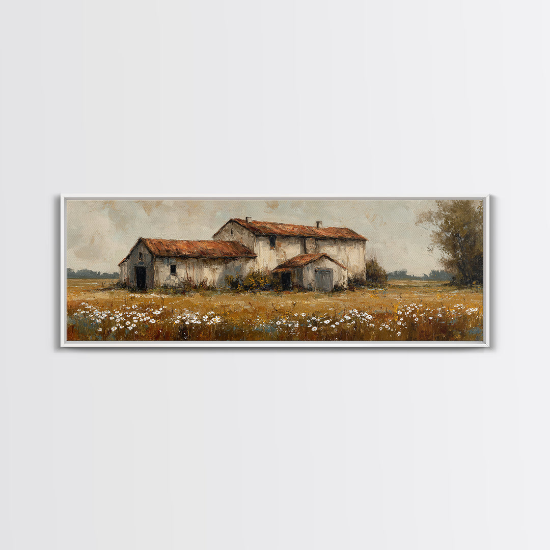 Rooster and Wildflower Country Portrait Canvas Print, Bed and Breakfast Art, Rustic Home Decor, Living Room Decor, Fine Art, BAB-3x1-11